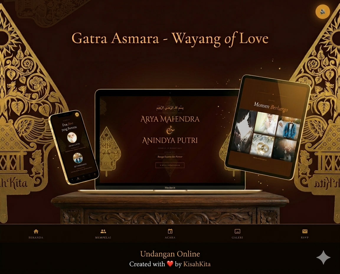Tema undangan nikah Gatra Asmara - Wayang of Love